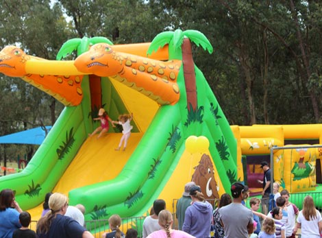 Caveman Capers Inflatable Obstacle Course for hire Brisbane