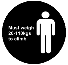 Mobile Rock Climbing Wall Minimum climber weight 20kgs